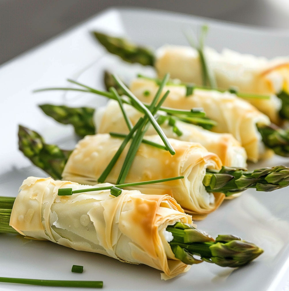Asparagus Wrapped in Filo Dough with Cheese