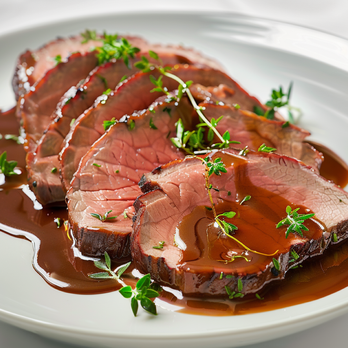 Sliced Roast Beef in Brown Gravy
