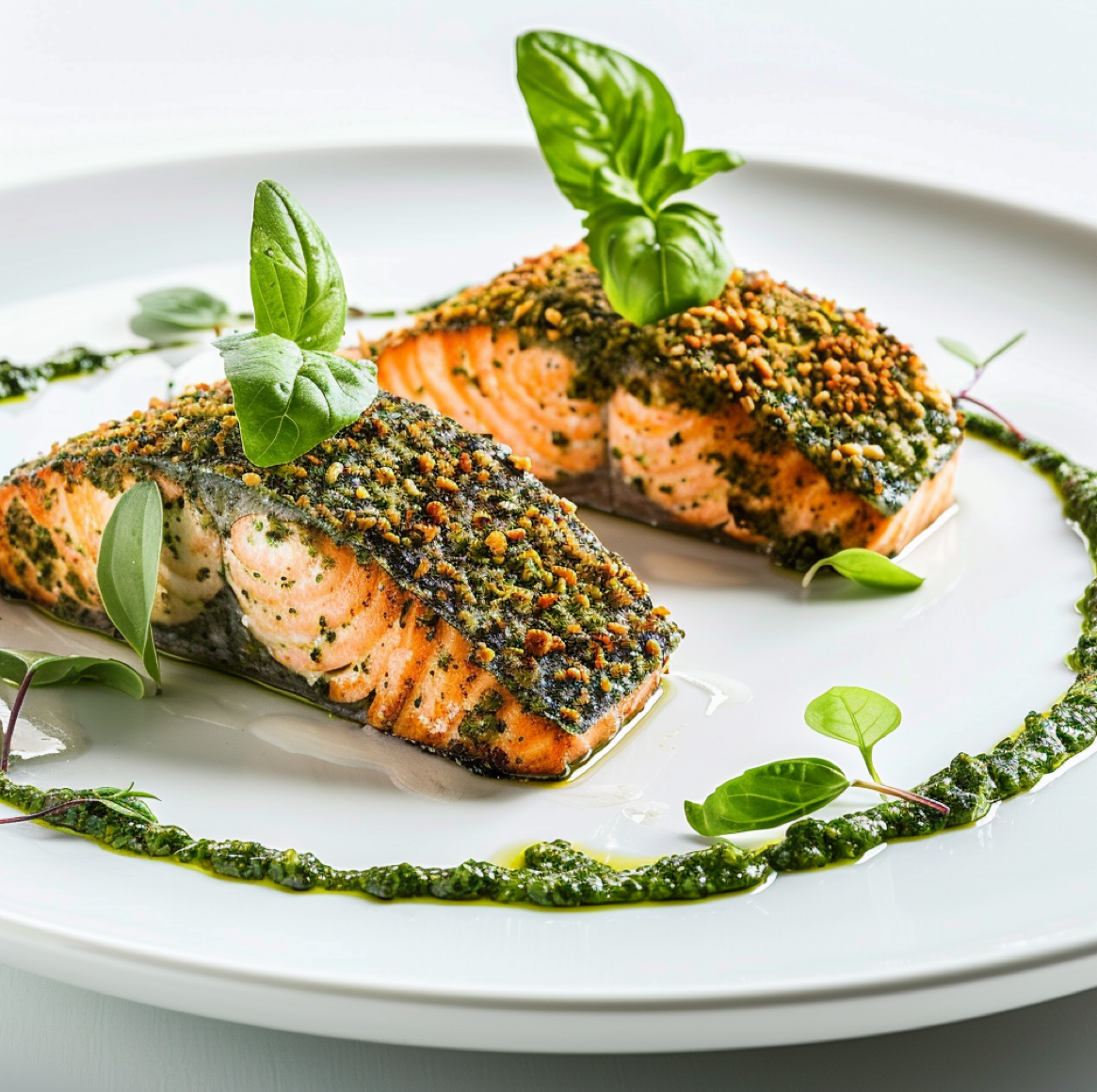 Basil Pesto Crusted Salmon