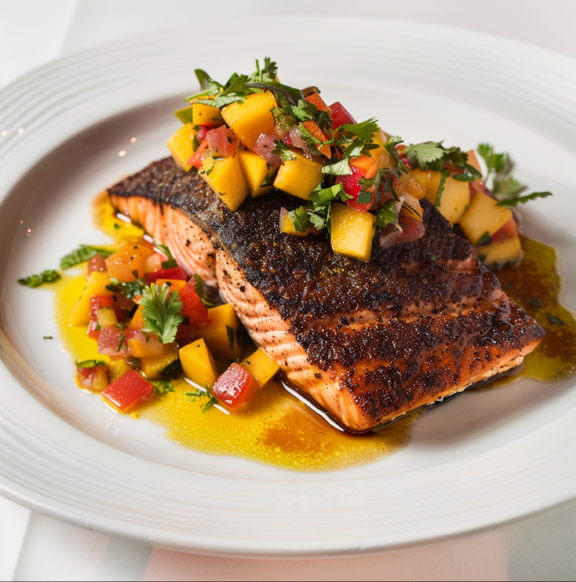 Blackened Salmon Mango Salsa